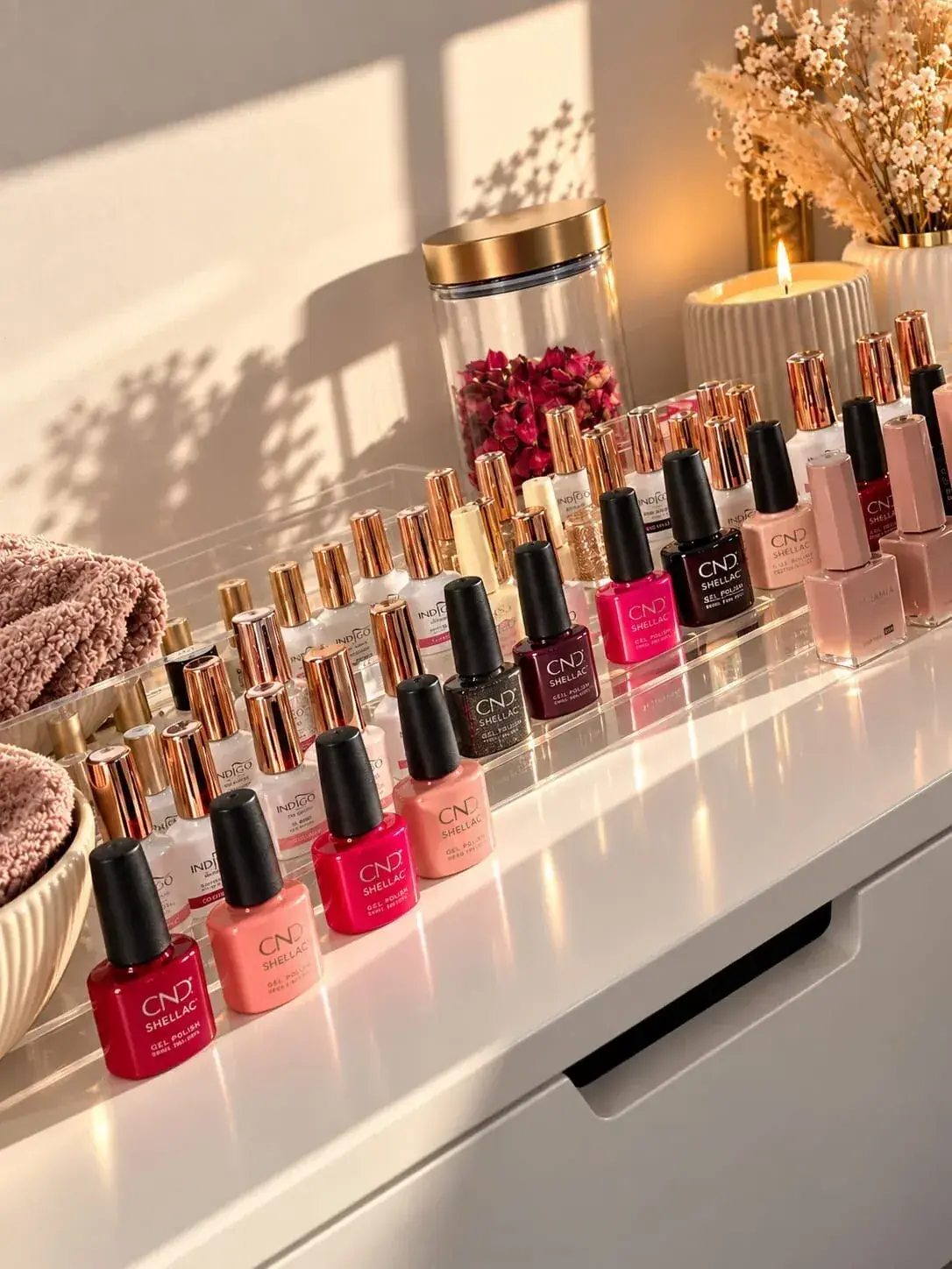 Auswahl an Gel- und Shellac-Farben im Nagelstudio in Hannover